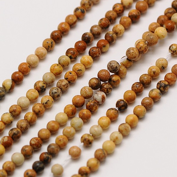 

PandaHall Natural Picture Jasper Round Bead Strands, 2mm, Hole: 0.8mm, about 184pcs/strand, 16 inch Picture Jasper Round