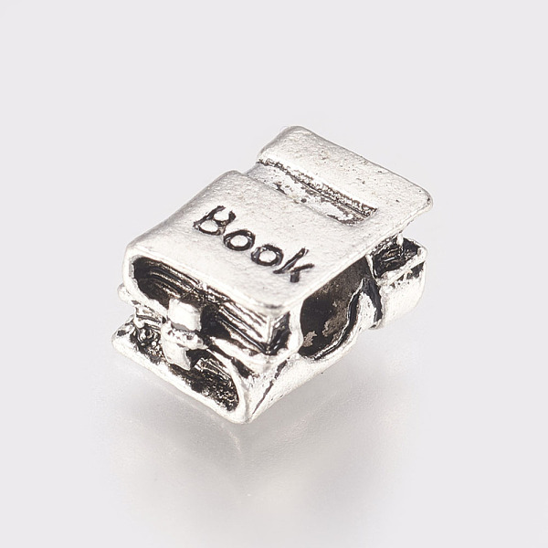 

PandaHall Hollow Alloy European Beads, Large Hole Beads, Book, Antique Silver, 11.5x8x7mm, Hole: 4mm Alloy