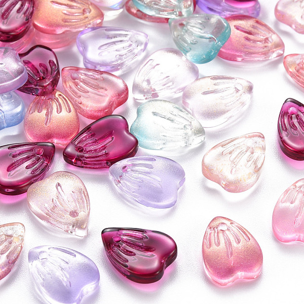 

PandaHall Mixed Style Glass Charms, Petaline, Mixed Color, 12x9x3mm, Hole: 1.2mm Glass Petaline Multicolor