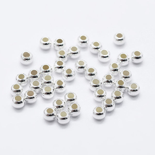 

PandaHall 925 Sterling Silver Beads, Round, Silver, 3mm, Hole: 1~1.2mm, about 504 pcs/10g Sterling Silver Round Silver