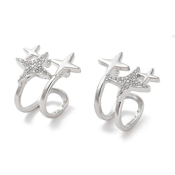 

PandaHall Star Brass Micro Pave Cubic Zirconia Cuff Earrings, Two Layered Rings for Women, Long-Lasting Plated, Cadmium Free & Lead Free..., Clear