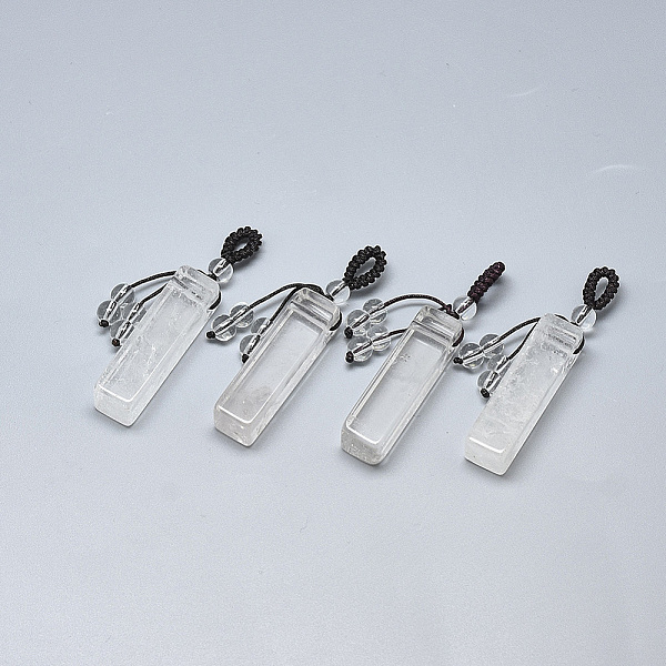 

PandaHall Watermelon Stone Glass Big Pendants, with Braided Nylon Cord, Cuboid, 55~65mm, Hole: 3~7mm Watermelon Stone Cuboid