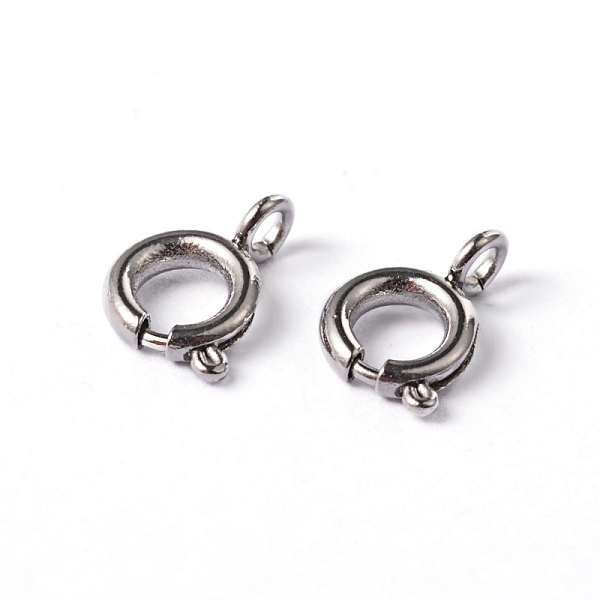 

PandaHall 304 Stainless Steel Smooth Surface Spring Ring Clasps, Stainless Steel Color, 7.5x5x1.2mm, Hole: 1.5mm 304 Stainless Steel