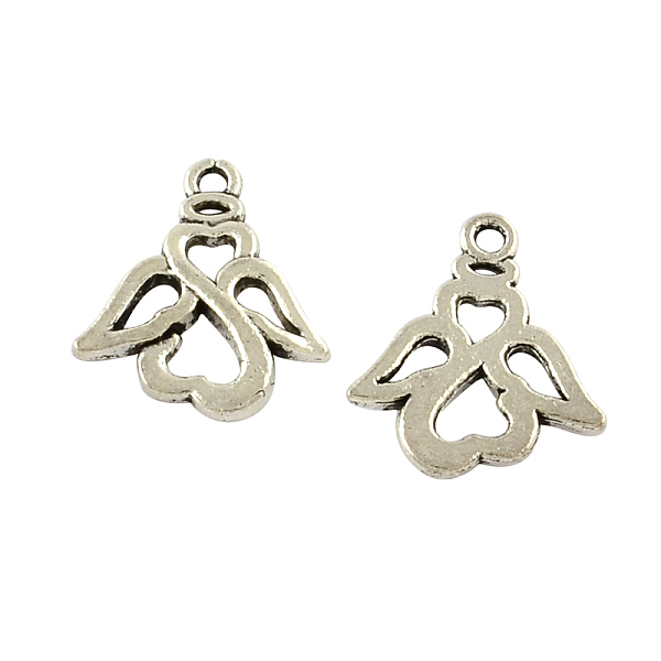 

PandaHall Tibetan Style Alloy Angel Pendants, Cadmium Free & Lead Free, Antique Silver, 19.6x16.8x3mm, Hole: 2mm, about 416pcs/500g Alloy...
