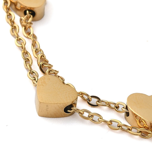 

PandaHall 304 Stainless Steel Double-Layer Multi-strand Bracelet, Heart, Golden, 6-1/8 inch(15.6cm) 304 Stainless Steel Heart