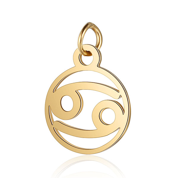 

PandaHall 201 Stainless Steel Charms, with Jump Rings, Polished, Flat Round with Constellation, Golden, Cancer, 13x11x1mm, Hole: 2.5mm 201...