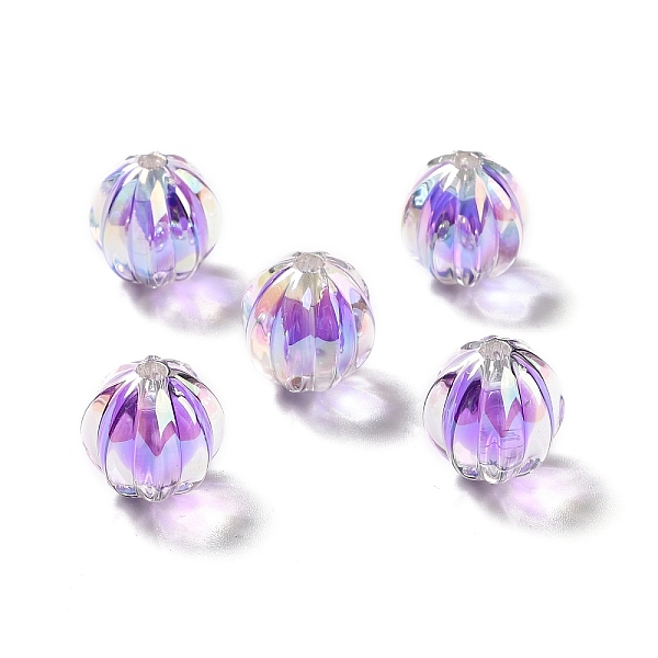 

PandaHall Two Tone UV Plating Rainbow Iridescent Acrylic Beads, Pumpkin, Purple, 15.5x14.5~15mm, Hole: 2.7~2.8mm Acrylic Pumpkin Purple