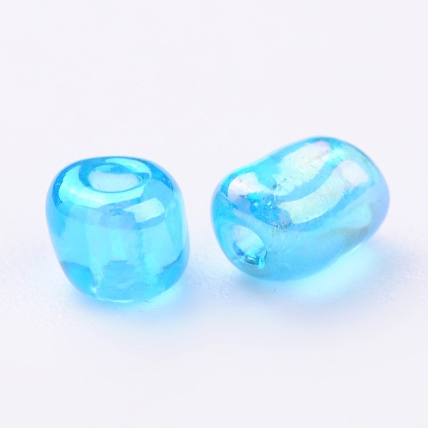 

PandaHall Round Glass Seed Beads, Transparent Colours Rainbow, Round, Dark Turquoise, 4mm Glass Cyan