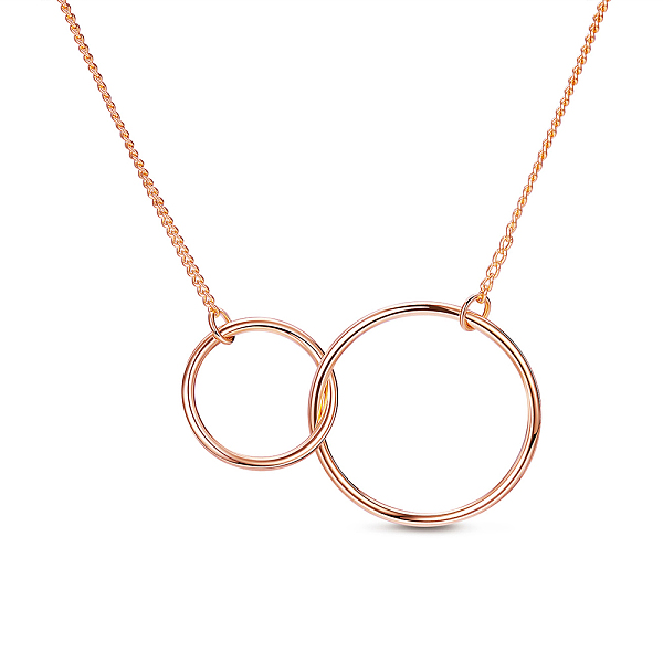 

PandaHall SHEGRACE Trendy 925 Sterling Silver Necklace, with Interlocking Rings Pendant, Rose Gold, 17.7 inch Sterling Silver