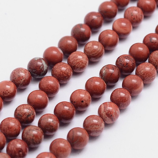 

PandaHall Round Natural Red Jasper Bead Strands, 6mm, Hole: 1mm, about 65pcs/strand, 15.74 inch Red Jasper Round