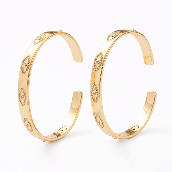 

PandaHall Brass Micro Pave Cubic Zirconia Cuff Bangles, Eye, Real 18K Gold Plated, Clear, Inner Diameter: 2-1/4~2-3/8 inch(5.8~6.1cm) Brass...