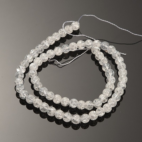 

PandaHall Synthetic Crackle Quartz Round Beads Strands, Clear, 8mm, Hole: 1.2mm, about 50pcs/strand, 15 inch Crackle Quartz Round Clear