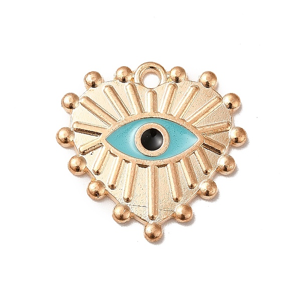 

PandaHall Alloy Enamel Pendants, Golden, Heart with Eye Pattern, Medium Turquoise, 19.5x20x1.5mm, Hole: 1.6mm Alloy+Enamel Heart