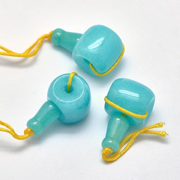 

PandaHall Natural Gemstone 3 Hole Guru Beads, T-Drilled Beads, Dyed, 25~26x13x14mm, Hole: 1.8mm, 2mm Amazonite Others