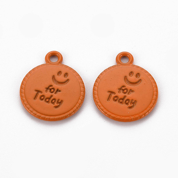 

PandaHall Spray Painted Alloy Pendants, Cadmium Free & Lead Free, Flat Round with Word For Today, Chocolate, 17x14x1.5mm, Hole: 1.8mm Alloy..., Brown