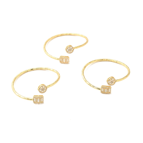 

PandaHall Clear Cubic Zirconia Flower & Rectangle Open Cuff Bangle, Brass Jewelry for Women, Cadmium Free & Nickel Free & Lead Free, Real...