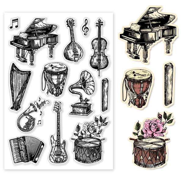 

PandaHall PH Instrument Silicone Clear Stamps, Musical Rubber Stamp Piano Rubber Stamp Violin Silicone Stamp Transparent Stamps for Card...