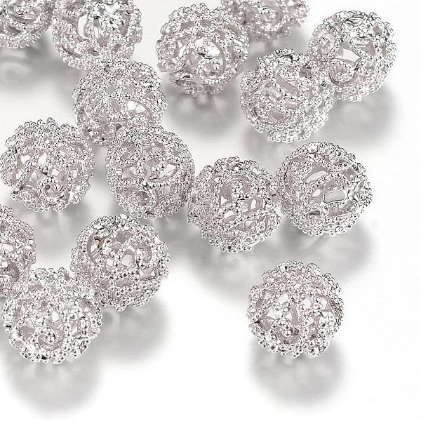 

PandaHall Brass Filigree Beads, Filigree Ball, Round, Platinum, 10mm, Hole: 1mm Brass Round