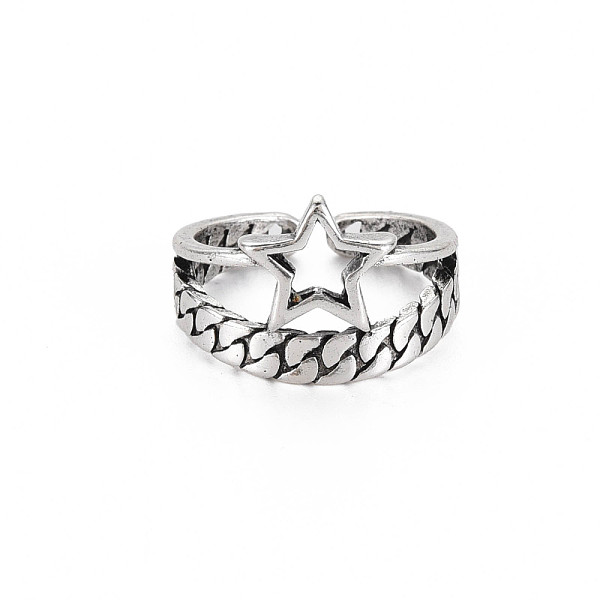 

PandaHall Star Wide Open Cuff Ring, Tibetan Style Alloy Jewelry for Women, Cadmium Free & Lead Free, Antique Silver, US Size 6 3/4(17.1mm)...
