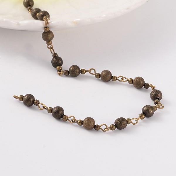 

PandaHall Handmade Brass Beaded Chains for Necklaces Bracelets Making, with Brass Eye Pin, Unwelded, Antique Bronze, 39.3 inch, 1m/strand...