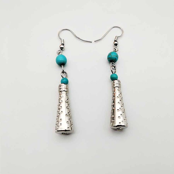 

PandaHall Turquoise Earrings, Dangle Drop Earring, Teardrop Alloy