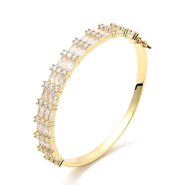 

PandaHall Clear Cubic Zirconia Hinged Bangle, Brass Jewelry for Women, Cadmium Free & Nickel Free & Lead Free, Real 18K Gold Plated, Inner...