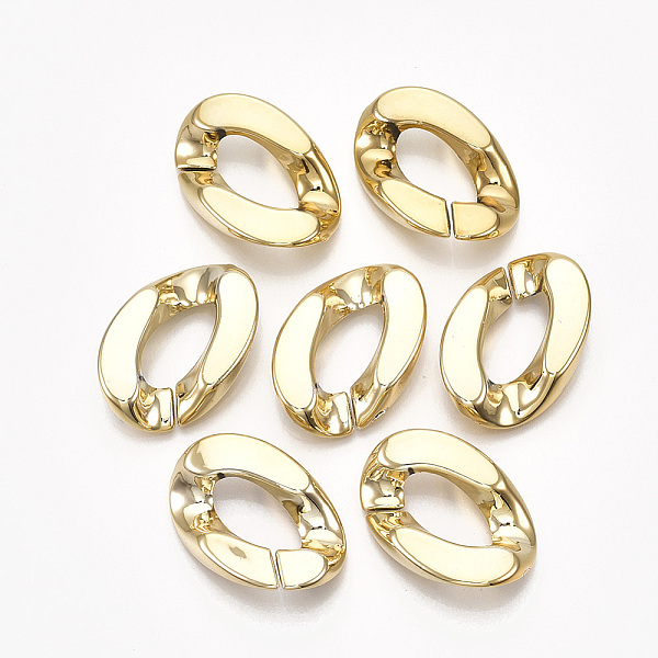 

PandaHall UV Plating ABS Plastic Linking Rings, Quick Link Connectors, For Curb Chains Making, Unwelded, Twist, Golden, 30x21x6mm, Hole...