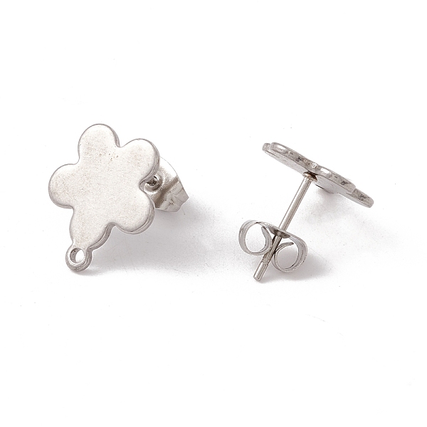 

PandaHall 201 Stainless Steel Stud Earring Findings, with 304 Stainless Steel Pins, Horizontal Loops and Ear Nuts, Flower, Stainless Steel...