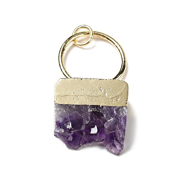 

PandaHall Natural Druzy Amethyst Big Pendants, Large Hole Pendants, with Light Gold Tone Brass Findings, Cadmium Free & Lead Free, Rectangle...