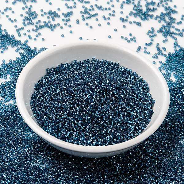 

PandaHall MIYUKI Round Rocailles Beads, Japanese Seed Beads, 15/0, (RR1445) Dyed Silver Lined Blue Zircon, 15/0, 1.5mm, Hole: 0.7mm, about...