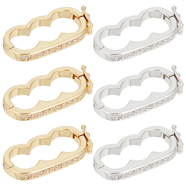 

PandaHall Beebeecraft 1 Box 6Pcs Necklace Shortened Clasp 18K Gold Plated Brass and Platinum Plated Brass 2 Colors Pearl Enhancer Push Clasp..., Clear