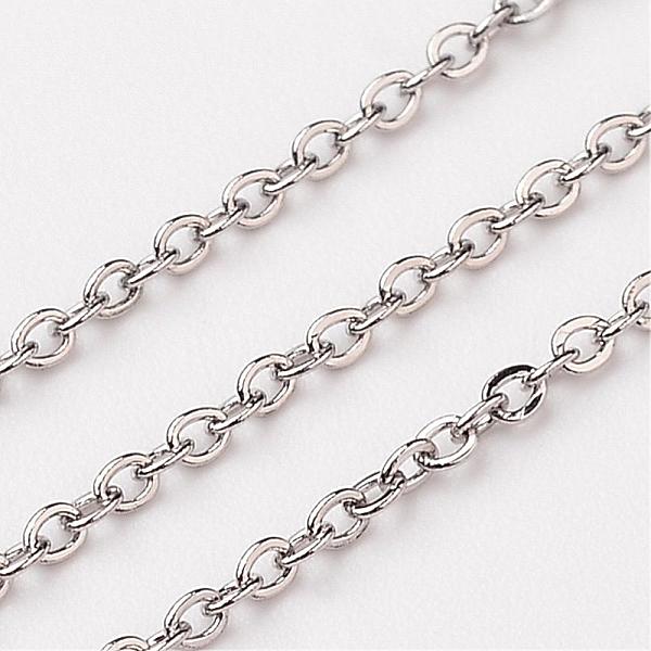 

PandaHall 304 Stainless Steel Cable Chains, Unwelded, Flat Oval, Stainless Steel Color, 2x1.5x0.4mm 304 Stainless Steel