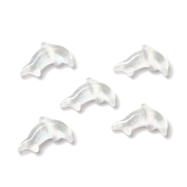 

PandaHall K9 Glass Cabochons, with Glitter Powder, Dolphin, White, 4.7x7.8x2.2mm Glass Dolphin White