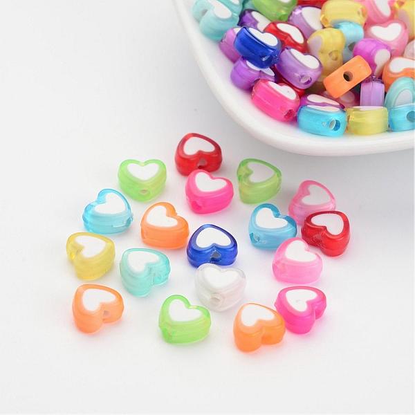 

PandaHall Transparent Heart Acrylic Beads, Bead in Bead, Mixed Color, 7x8x4mm, Hole: 2mm Acrylic Heart Multicolor
