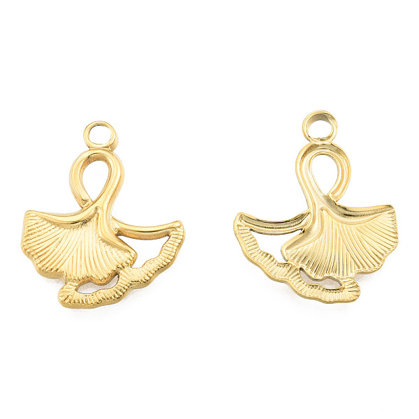 

PandaHall Ion Plating(IP) 201 Stainless Steel Pendants, Ginkgo Leaf, Real 18K Gold Plated, 24x19x2mm, Hole: 2mm 201 Stainless Steel Leaf