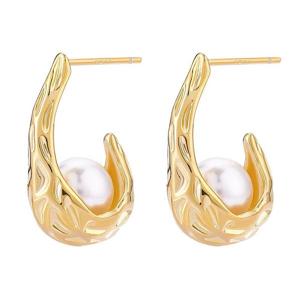 

PandaHall Natural Pearl Teardrop Stud Earrings, Half Hoop Earrings, Golden, 22.5x9.5x14mm, Pin: 0.8mm Pearl Teardrop
