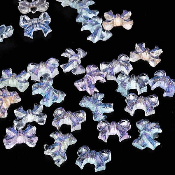 

PandaHall Transparent Resin Cabochons, with Glitter Powder, Bowknot, Mixed Color, 8x10x3mm Resin Bowknot Multicolor