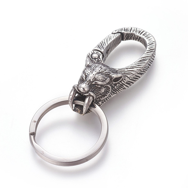

PandaHall 304 Stainless Steel Split Key Rings, Keychain Clasp Findings, Lion, Antique Silver, 68.5mm, Ring: 28x2.5mm, 22mm Inner Diameter...