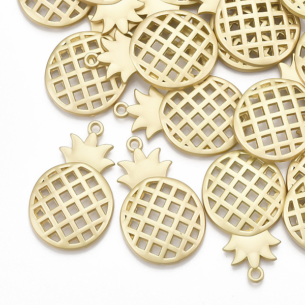 

PandaHall Smooth Surface Alloy Pendants, Pineapple, Matte Gold Color, 33x20.5x3.5mm, Hole: 1.8mm Alloy Fruit