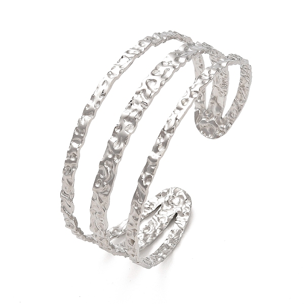 

PandaHall 304 Stainless Steel Triple Lines Cuff Bangles, Stainless Steel Color, Inner Diameter: 2-1/4 inch(5.75cm) 304 Stainless Steel