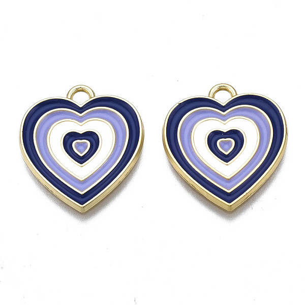 PandaHall Rack Plating Light Gold Alloy Enamel Pendants, Cadmium Free & Lead Free, Heart, Lilac, 21.5x18.5x1.5mm, Hole: 2mm Alloy+Enamel...