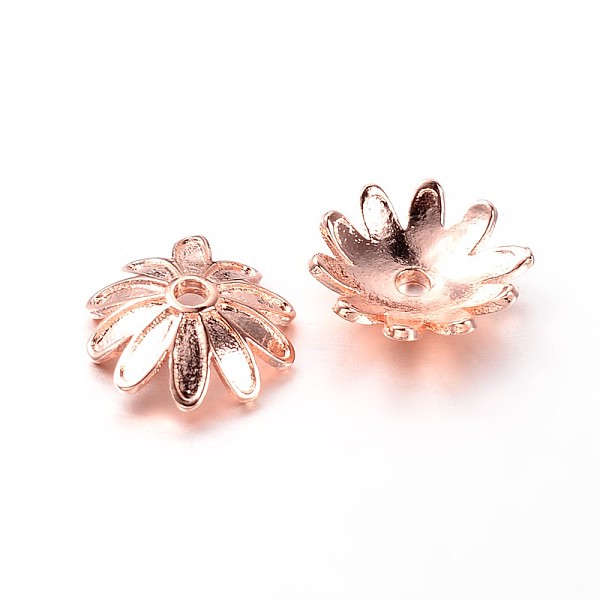 

PandaHall Flower Multi-Petal Brass Bead Cap Enamel Settings, Rose Gold, 9x3mm, Hole: 1.5mm Brass Flower