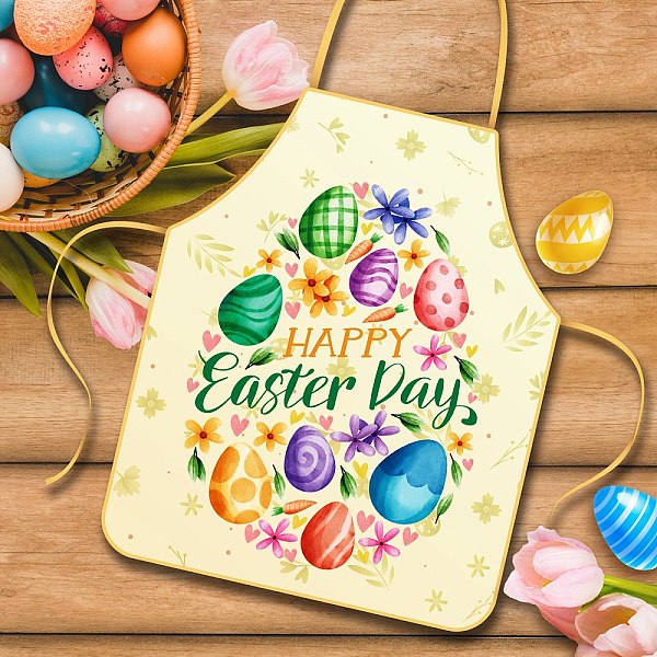 

PandaHall Cute Easter Pattern Cloth Sleeveless Apron, with Double Shoulder Belt, for Household Cleaning Cooking, Light Goldenrod Yellow...