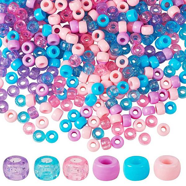 

PandaHall 1200Pcs 2 Style 3 Colors Opaque & Transparent Acrylic European Beads, Large Hole Beads, Column, Mixed Color, 9x6mm, Hole: 4mm..., Multicolor
