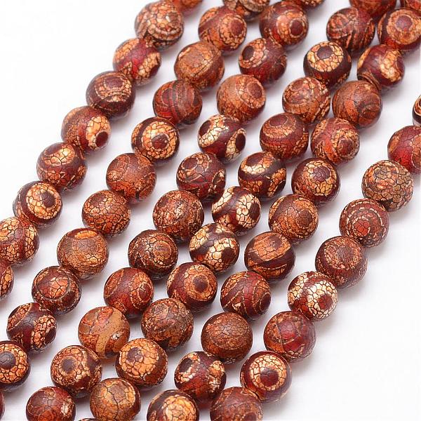 

PandaHall Tibetan Style 3-Eye dZi Beads , Natural Weathered Agate Bead Strands, Round, Dyed & Heated, 8mm, Hole: 1mm, about 47pcs/strand, 15..., Brown