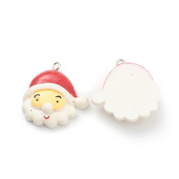 

PandaHall Resin Pendants, for Christmas Festival, with Platinum Iron Peg Bail, Santa Claus, White, 28x27x8mm, Hole: 2mm Resin Human White