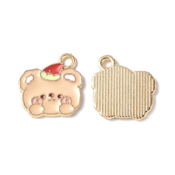 

PandaHall Alloy Enamel Pendants, Light Gold, Bear Charm, PeachPuff, 17x14.5x1.5mm, Hole: 1.8mm Alloy+Enamel Bear Brown