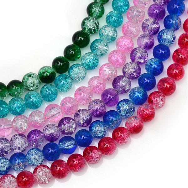 

PandaHall Baking Painted Crackle Glass Bead Strands, Round, Mixed Color, 6mm, Hole: 1.3~1.6mm, about 133pcs/strand, 31.4 inch Glass Round..., Multicolor