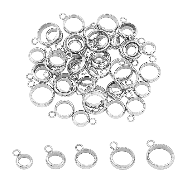 

PandaHall Unicraftale 304 Stainless Steel Tube Bails, Loop Bails, Ring, Stainless Steel Color, 50pcs/box 304 Stainless Steel Ring
