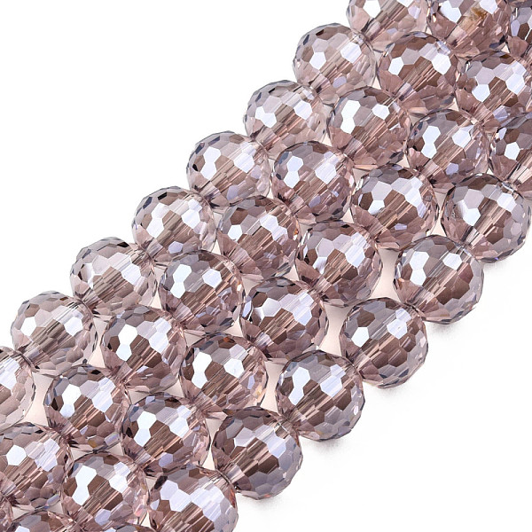 

PandaHall Electroplate Transparent Glass Beads Strands, AB Color, Faceted, Round, Rosy Brown, 9.5x9mm, Hole: 1.2mm, about 69pcs/strand...